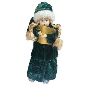 Sun Point Porcelain Doll W/ Velour Outfit, Cape & Hat 12"